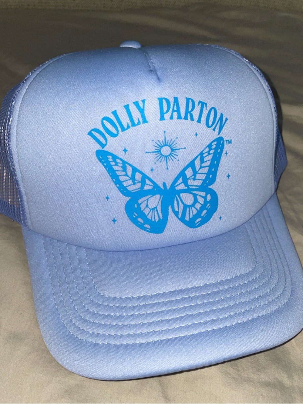 Dolly Parton purple & Blue Trucker Cap with Turquoise Butterfly NWT - Picture 4 of 4